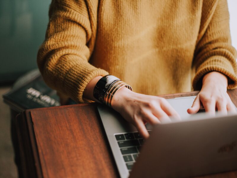 a woman using a laptop